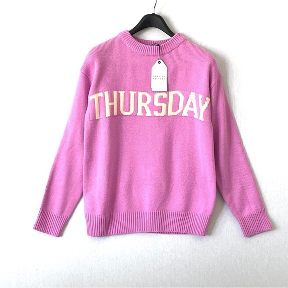 English Factory Weekday Thursday Motif Sweater - Picture 1 of 9